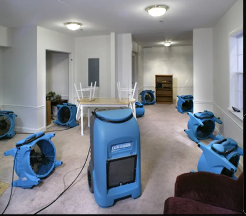 Air movers and dehumidifier setup for Water Damage Restoration in Viera West